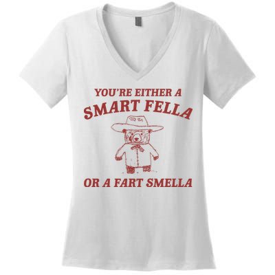 Are You A Smart Fella Or Fart Smella Women's V-Neck T-Shirt