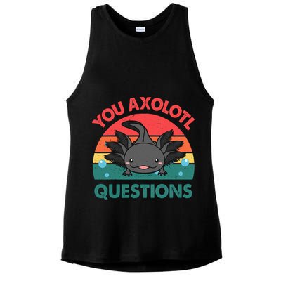 Axolotl- You Axolotl Questions Cute Axolotl Retro Ladies PosiCharge Tri-Blend Wicking Tank