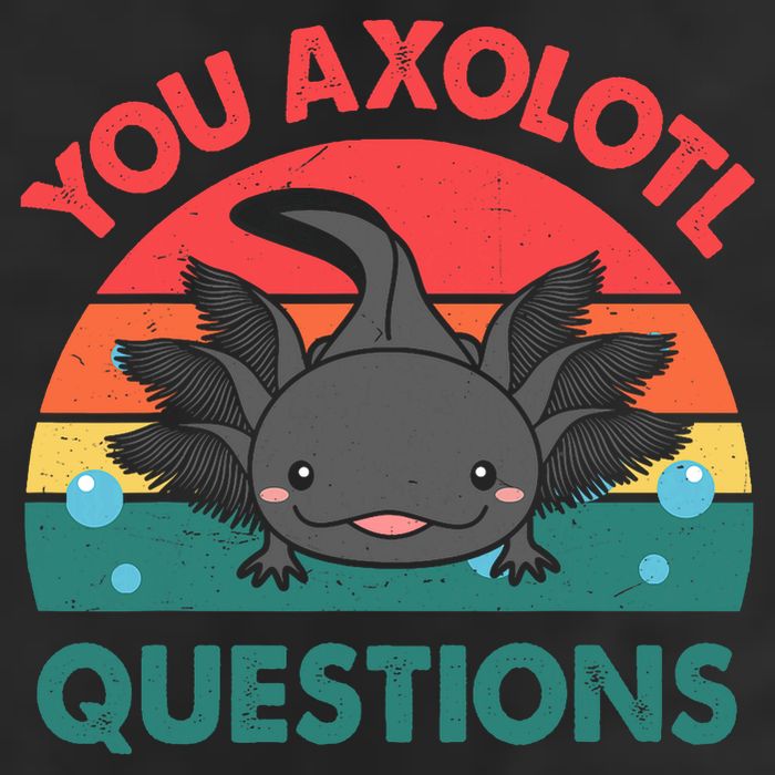 Axolotl- You Axolotl Questions Cute Axolotl Retro Garment-Dyed Fleece Hoodie
