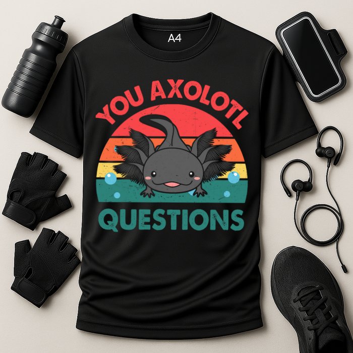 Axolotl- You Axolotl Questions Cute Axolotl Retro Performance Shirt