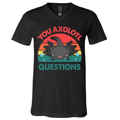 Axolotl- You Axolotl Questions Cute Axolotl Retro V-Neck T-Shirt