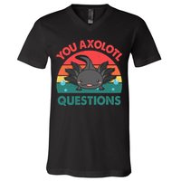 Axolotl- You Axolotl Questions Cute Axolotl Retro V-Neck T-Shirt