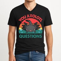 Axolotl- You Axolotl Questions Cute Axolotl Retro V-Neck T-Shirt
