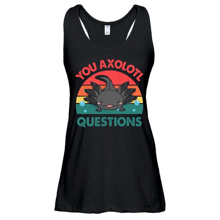 Axolotl- You Axolotl Questions Cute Axolotl Retro Ladies Essential Flowy Tank