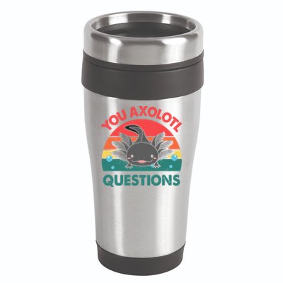 Axolotl- You Axolotl Questions Cute Axolotl Retro 16oz Travel Tumbler