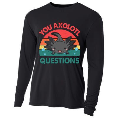 Axolotl- You Axolotl Questions Cute Axolotl Retro Cooling Performance Long Sleeve Crew