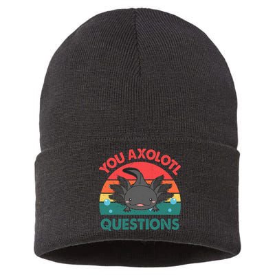 Axolotl- You Axolotl Questions Cute Axolotl Retro Sustainable Knit Beanie