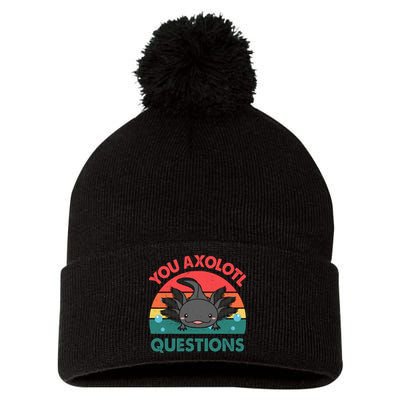 Axolotl- You Axolotl Questions Cute Axolotl Retro Pom Pom 12in Knit Beanie