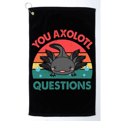 Axolotl- You Axolotl Questions Cute Axolotl Retro Golf Towel