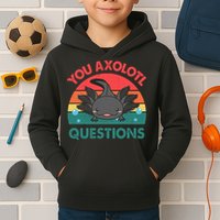 Axolotl- You Axolotl Questions Cute Axolotl Retro Kids Hoodie