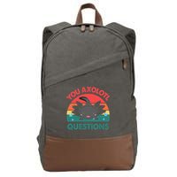 Axolotl- You Axolotl Questions Cute Axolotl Retro Cotton Canvas Backpack