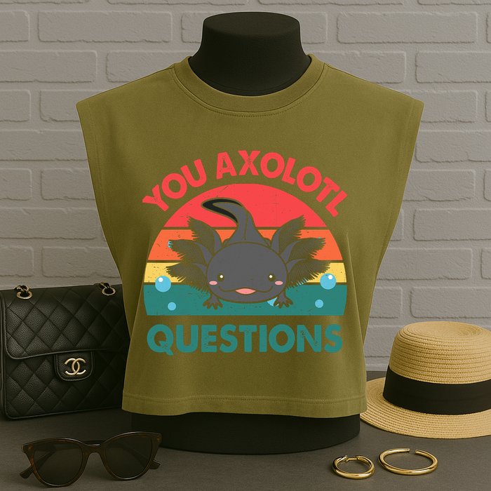 Axolotl- You Axolotl Questions Cute Axolotl Retro Garment-Dyed Women's Muscle Tee