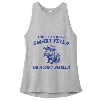 Are You A Smart Fella Or Fart Smella Vintage Style Ladies PosiCharge Tri-Blend Wicking Tank
