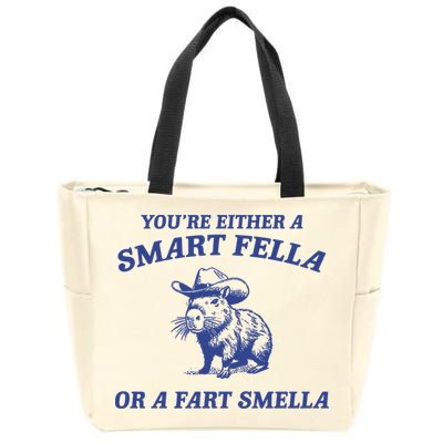 Are You A Smart Fella Or Fart Smella Vintage Style Zip Tote Bag