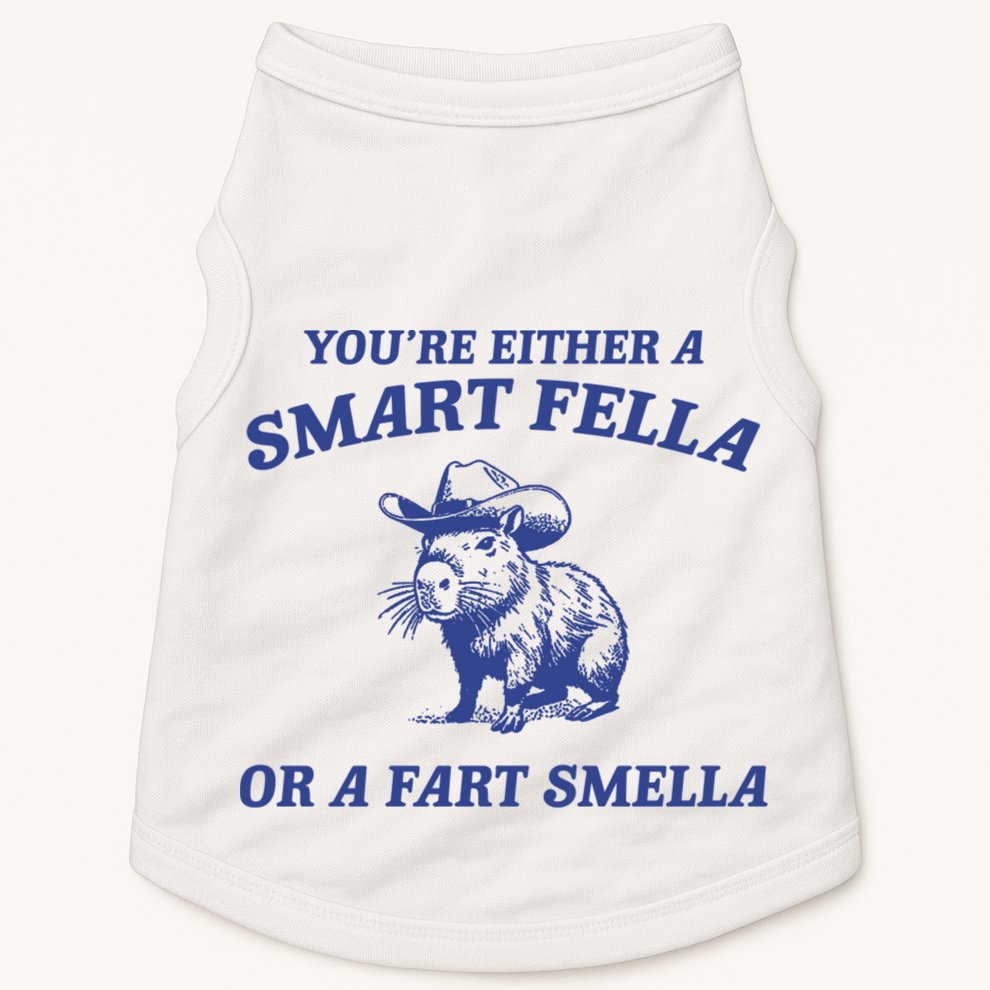 Are You A Smart Fella Or Fart Smella Vintage Style Doggie Tank
