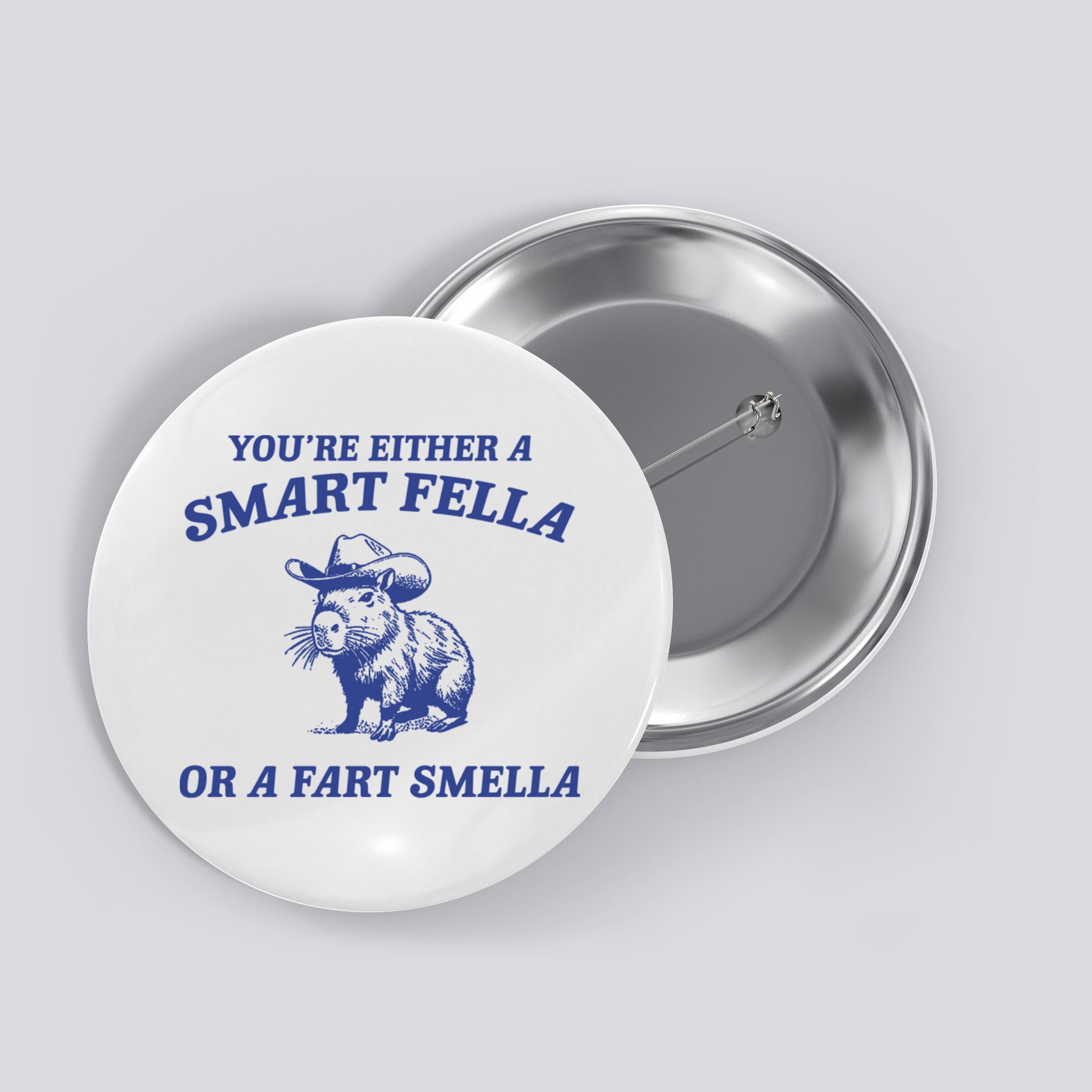 Are You A Smart Fella Or Fart Smella Vintage Style Button