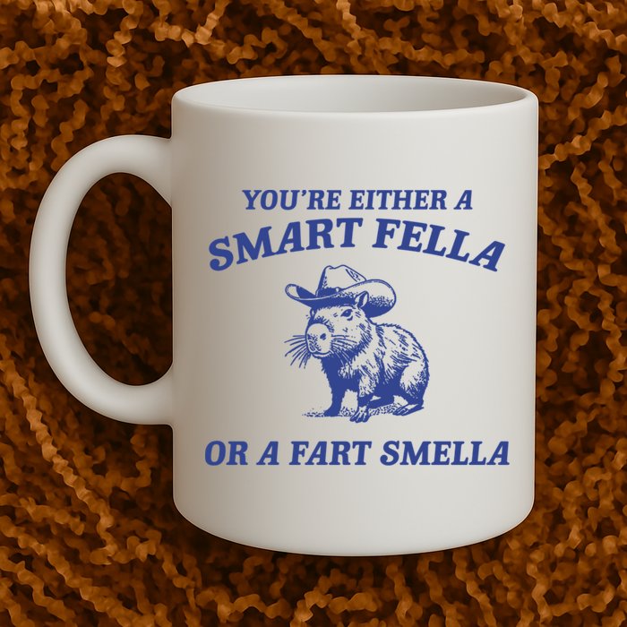 Are You A Smart Fella Or Fart Smella Vintage Style Mug