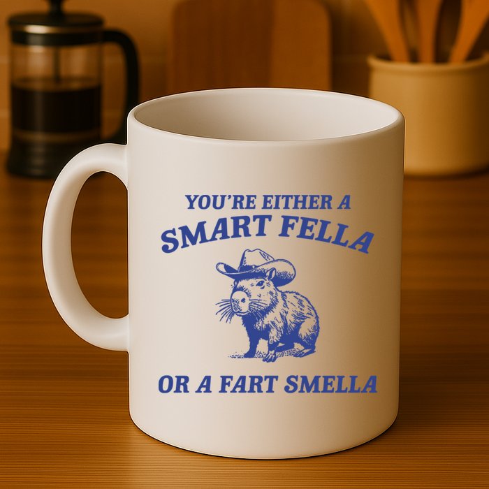 Are You A Smart Fella Or Fart Smella Vintage Style Mug
