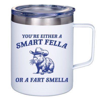Are You A Smart Fella Or Fart Smella Vintage Style 12oz Stainless Steel Coffee Mug