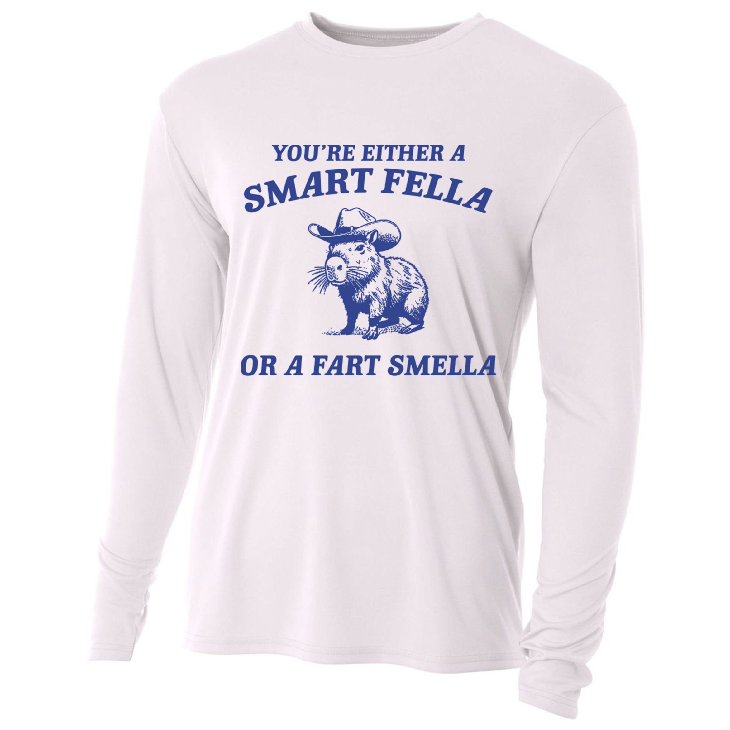 Are You A Smart Fella Or Fart Smella Vintage Style Cooling Performance Long Sleeve Crew