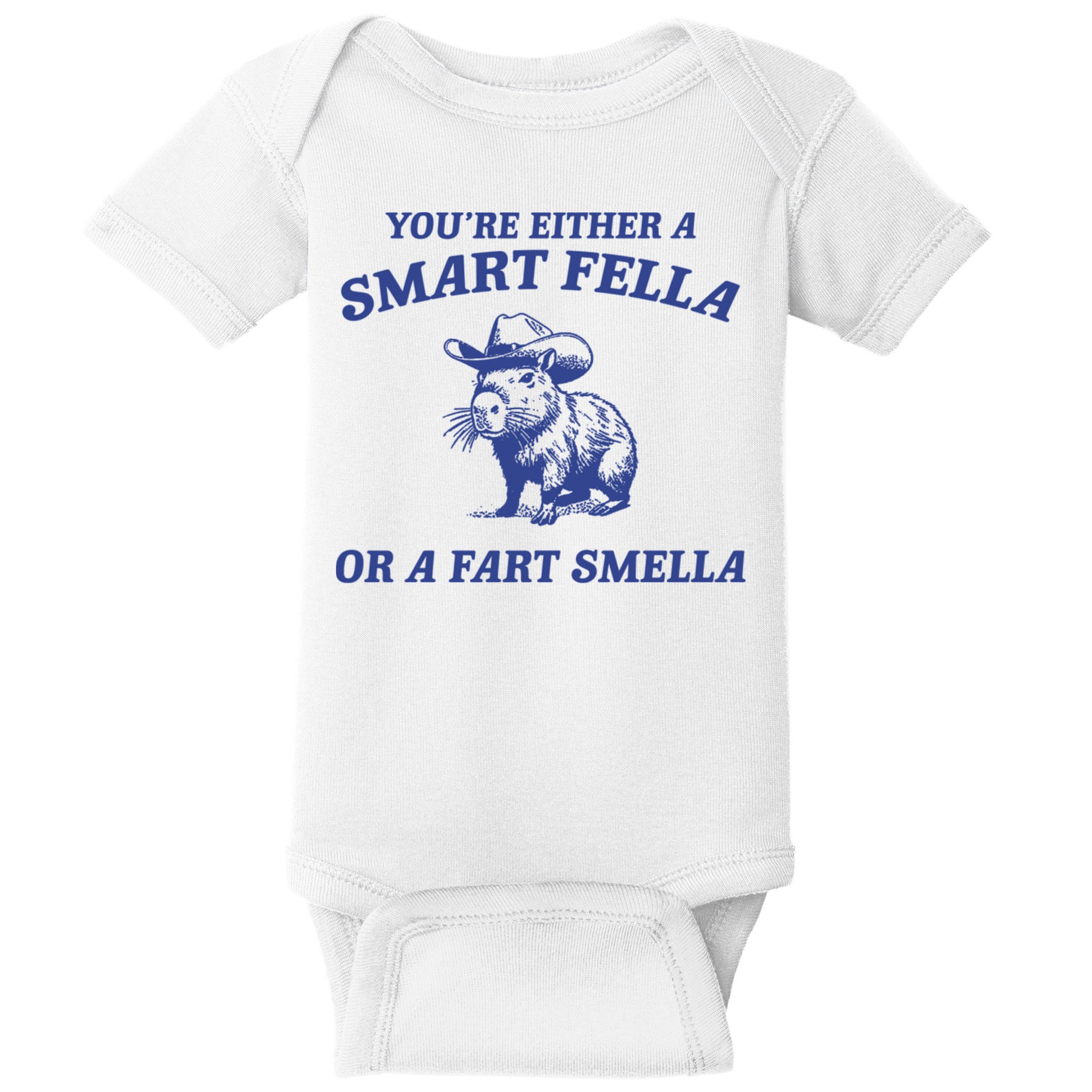 Are You A Smart Fella Or Fart Smella Vintage Style Baby Bodysuit