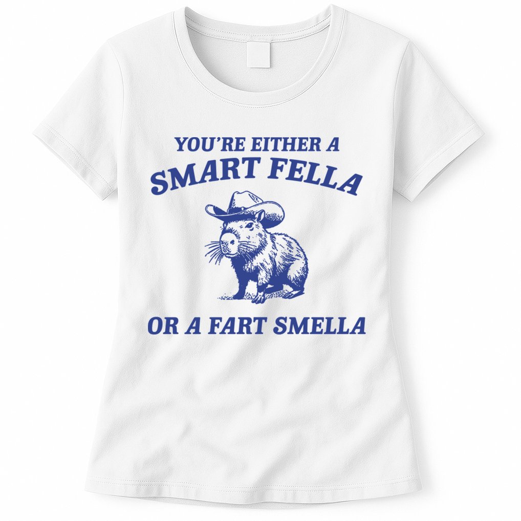 Are You A Smart Fella Or Fart Smella Vintage Style Womens T-Shirt