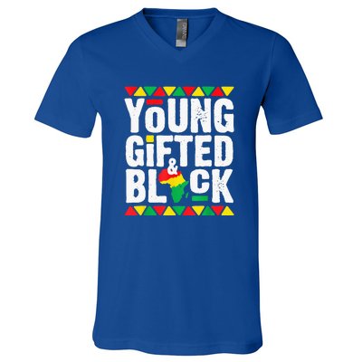 African Young Black Dashiki Pride History Month V-Neck T-Shirt