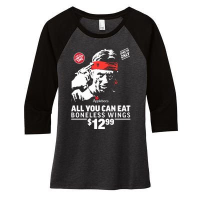 All You Can Eat Boneless Wings Women's Tri-Blend 3/4-Sleeve Raglan Shirt