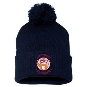 Anything You Can Do I Can Do Slower Sloth Pom Pom 12in Knit Beanie