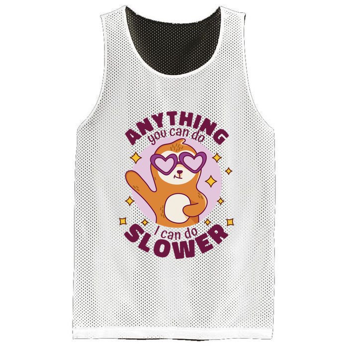 Anything You Can Do I Can Do Slower Sloth Mesh Reversible Basketball Jersey Tank