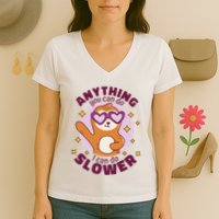 Anything You Can Do I Can Do Slower Sloth Women's V-Neck T-Shirt