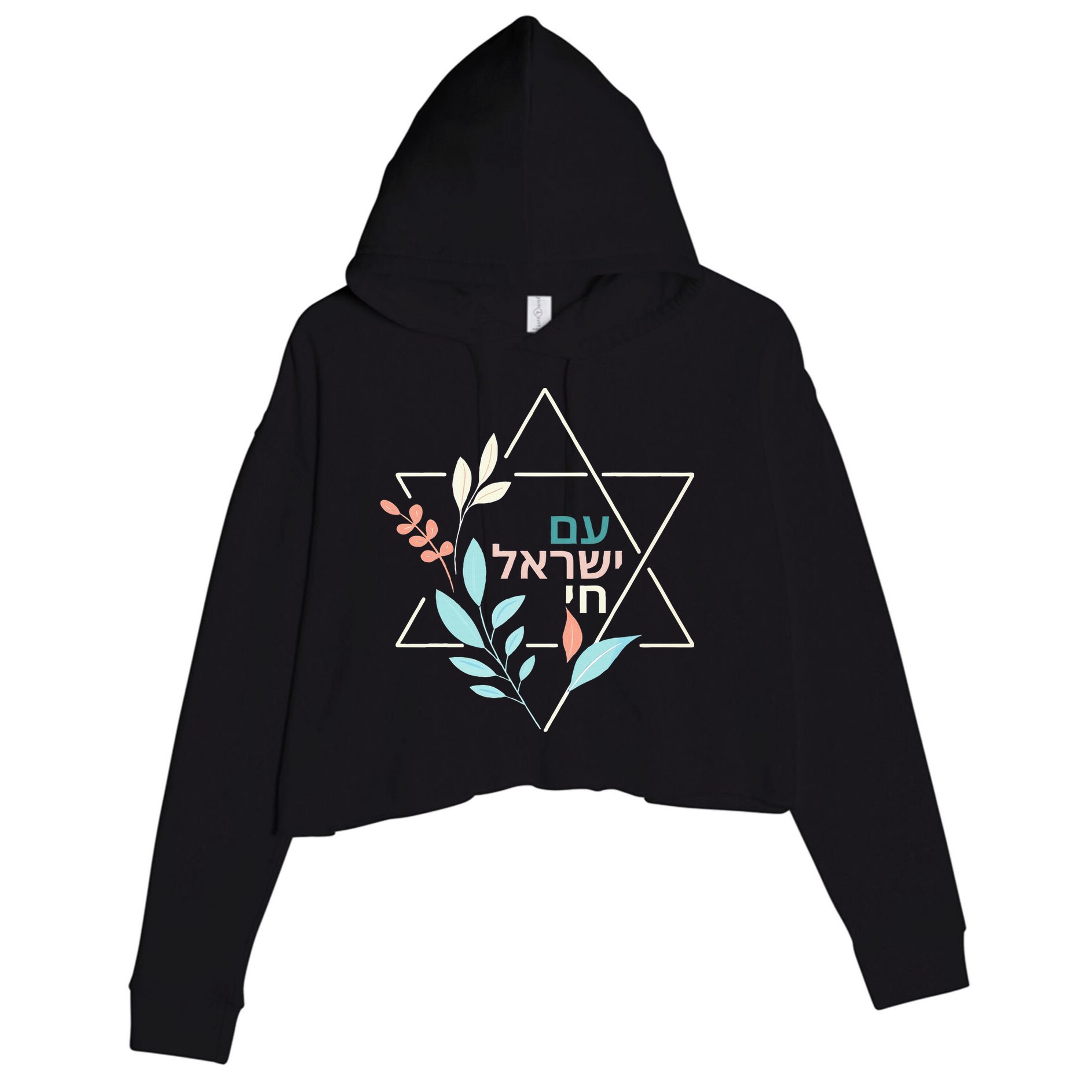 Am Yisrael Chai Jewish Pride Israel Star Of David Crop Fleece Hoodie