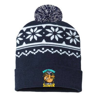 Anything You Can Do I Can Do Slower Lazy Sloth USA-Made Snowflake Beanie