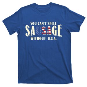 American You Cant Spell Sausage Without Usa Flag Funny Gift T-Shirt