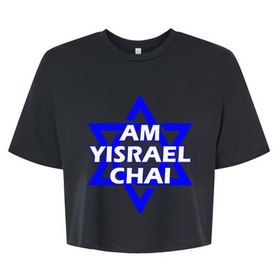 Am Yisrael Chai Israel Star Of David Bella+Canvas Jersey Crop Tee