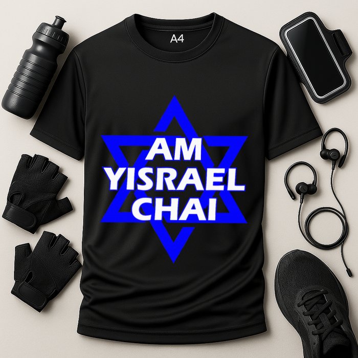 Am Yisrael Chai Israel Star Of David Cooling Performance Crew T-Shirt