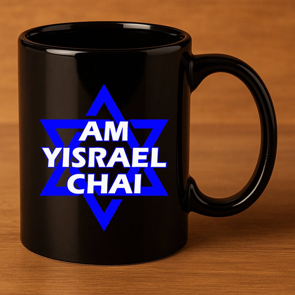 Am Yisrael Chai Israel Star Of David 11oz C Handle Ceramic Mug