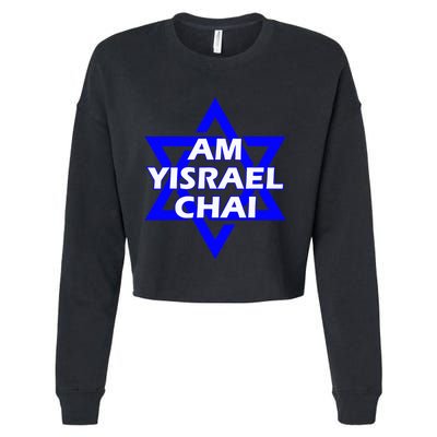 Am Yisrael Chai Israel Star Of David Cropped Pullover Crew