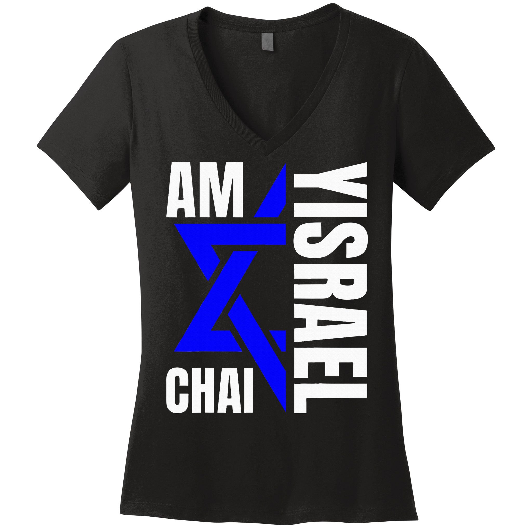 Am Yisrael Chai Israel Star of David Women's V-Neck T-Shirt