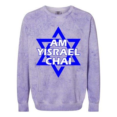 Am Yisrael Chai Israel Star Of David Colorblast Crewneck Sweatshirt