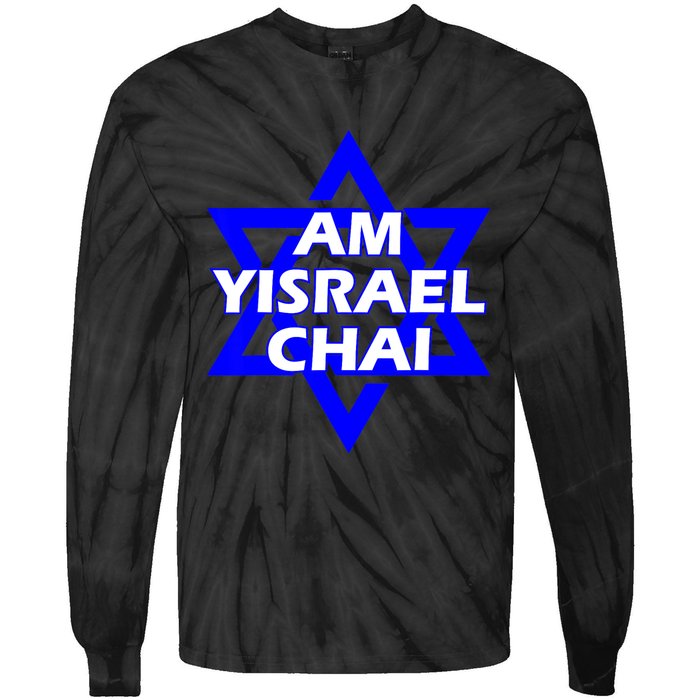 Am Yisrael Chai Israel Star Of David Tie-Dye Long Sleeve Shirt