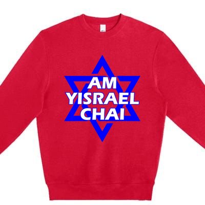 Am Yisrael Chai Israel Star Of David Premium Crewneck Sweatshirt