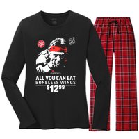 All You Can Eat Boneless Wings Women's Long Sleeve Flannel Pajama Set 