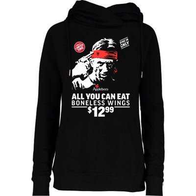 All You Can Eat Boneless Wings Womens Funnel Neck Pullover Hood