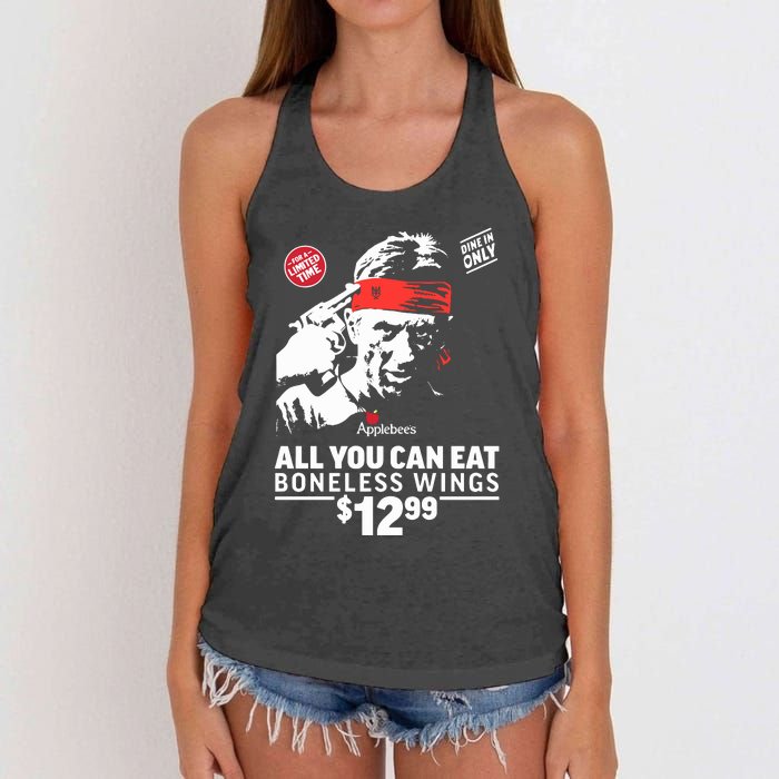 All You Can Eat Boneless Wings Women's Knotted Racerback Tank