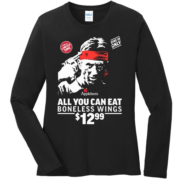 All You Can Eat Boneless Wings Ladies Long Sleeve Shirt