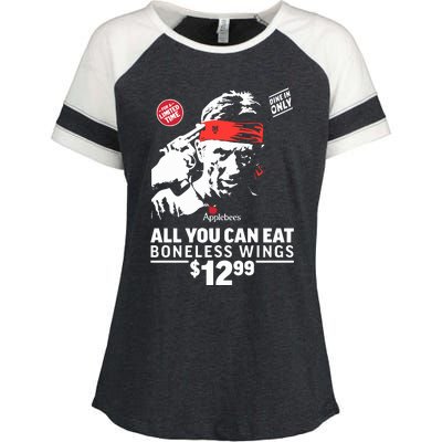 All You Can Eat Boneless Wings Enza Ladies Jersey Colorblock Tee