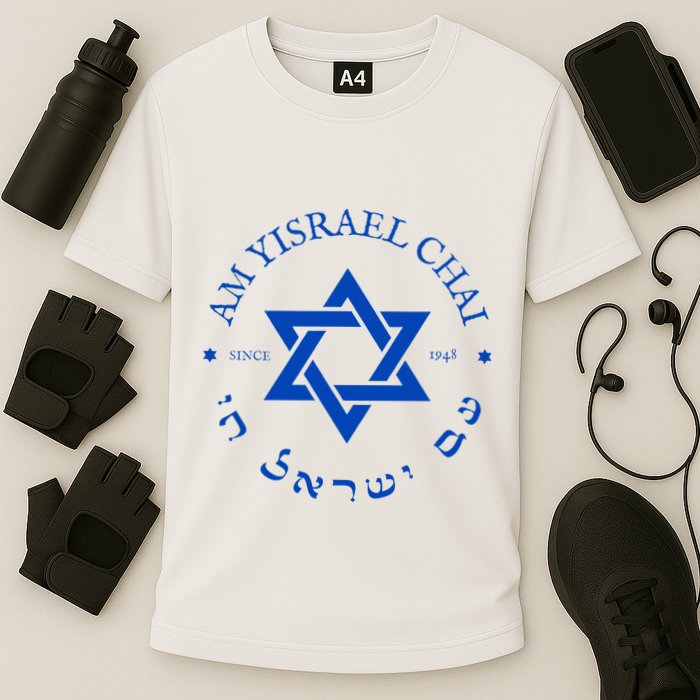 Am Yisrael Chai 1948 Hebrew Israel Jewish Star Of David I Cooling Performance Crew T-Shirt