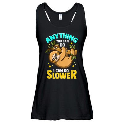 Anything You Can Do I Can Do Slower Sloth Ladies Essential Flowy Tank