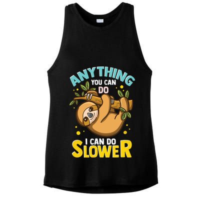 Anything You Can Do I Can Do Slower Lazy Sloth Ladies PosiCharge Tri-Blend Wicking Tank